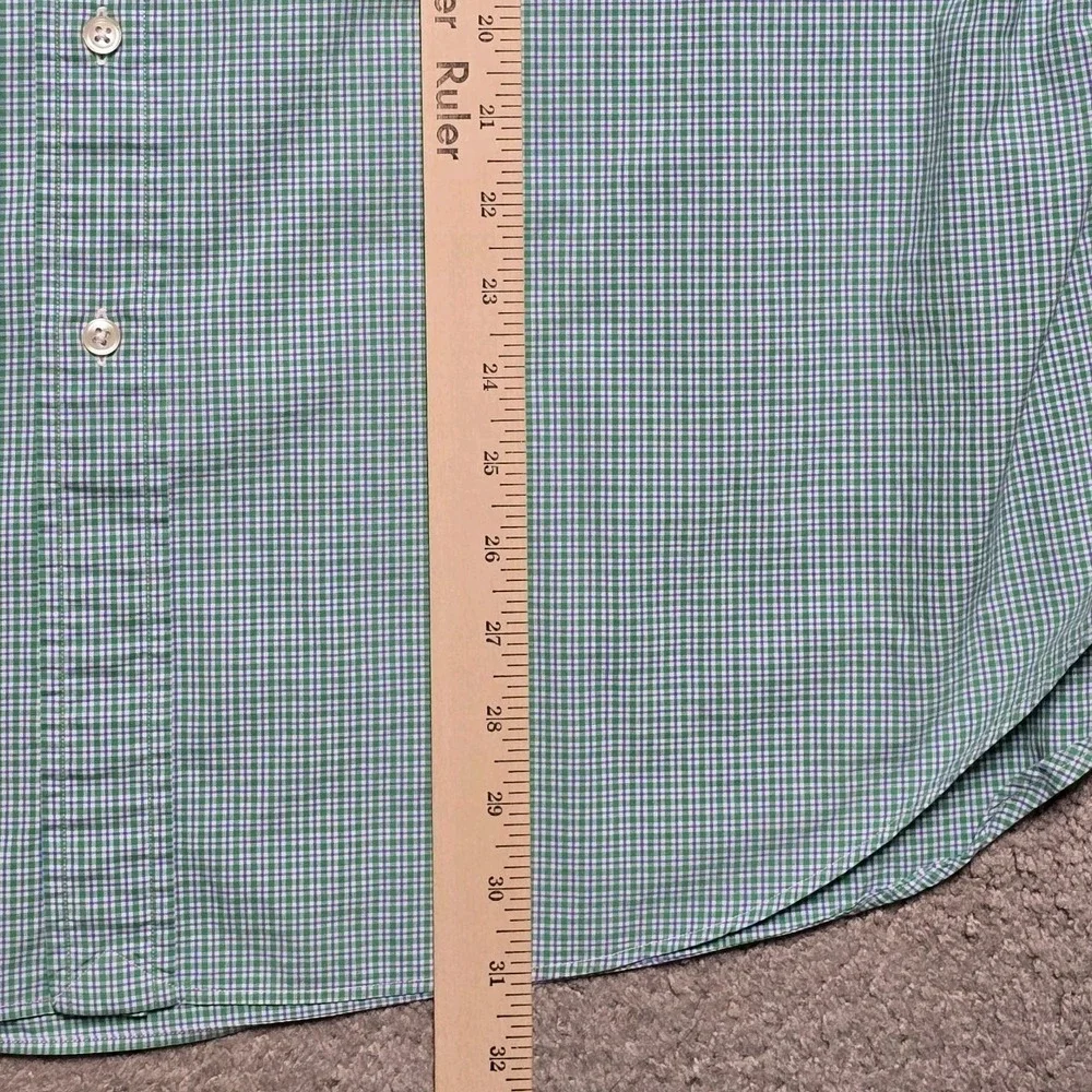 VTG Ralph Lauren Button Down Shirt Mens XL Green Check Classic Fit Orange Pony